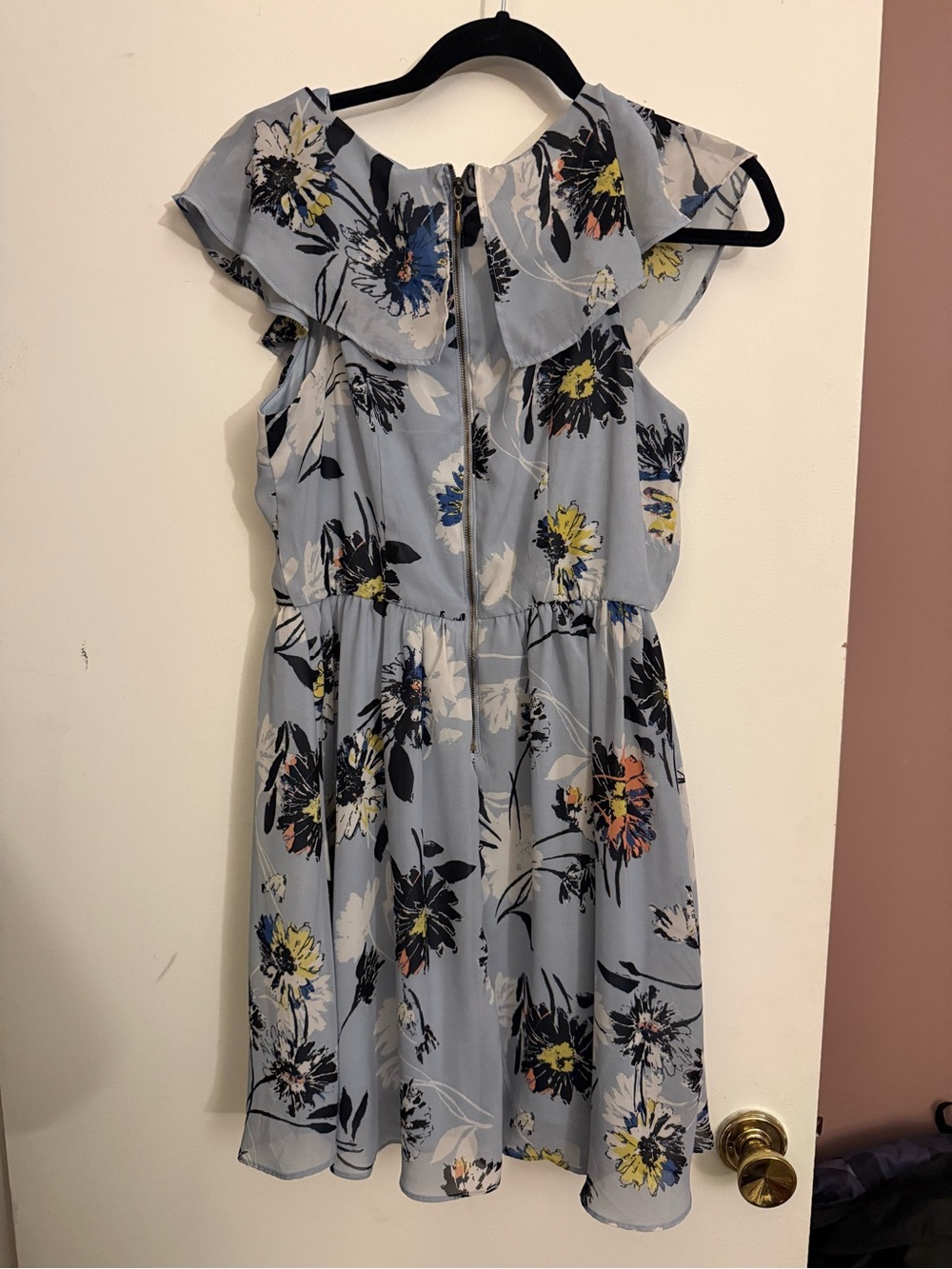 Target Light Blue Floral Ruffle Mini Dress - Picture 2 of 2